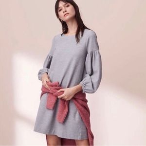 Women’s Lou & Gray Gray Knit Puff Long Sleeve Sweatshirt Casual Dress Size Large